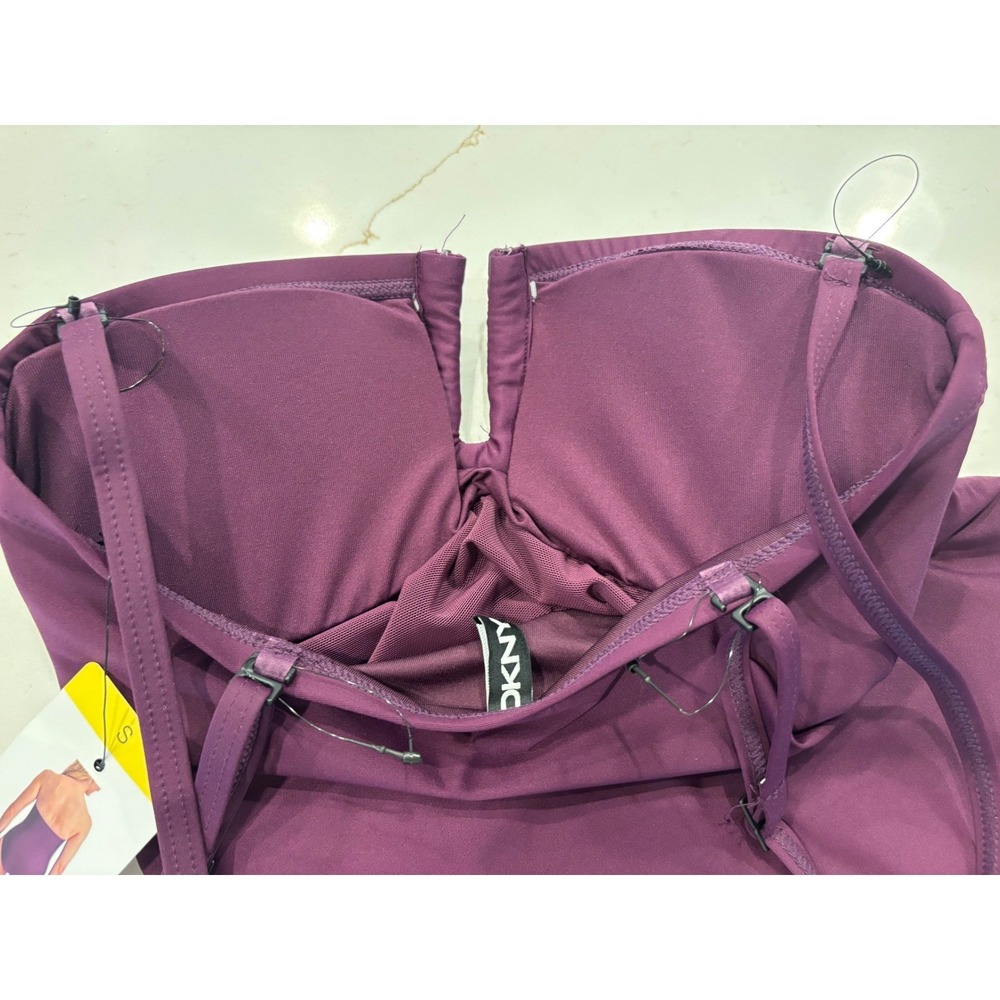 NWT DKNY Small Ruched One Piece Swimsuit Womens Purple - Picture 5 of 5